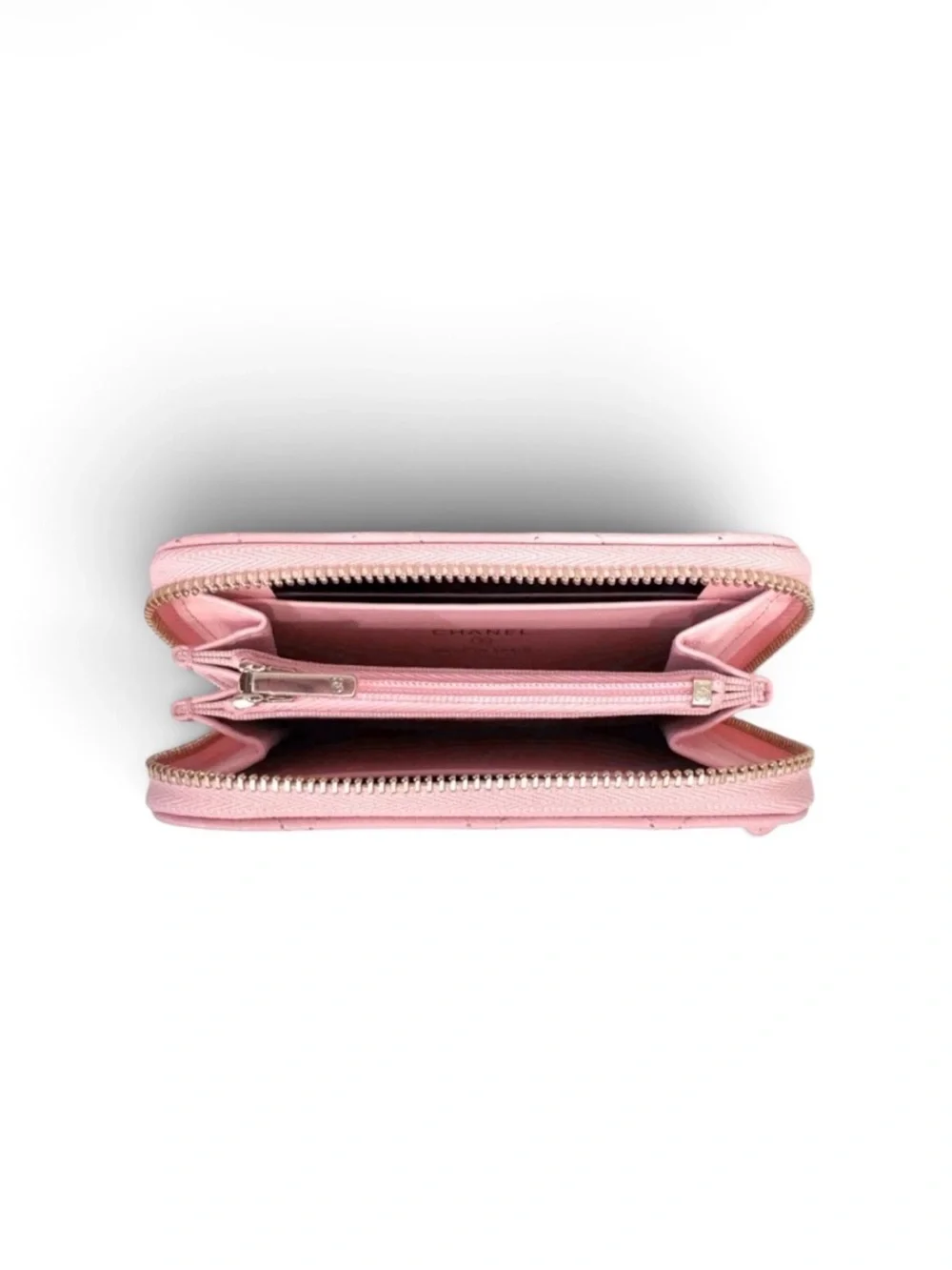 🆕💗CHANEL Grained Calfskin (CAVIAR) Zipped Coin Purse Strass CC Logo GHW • PINK